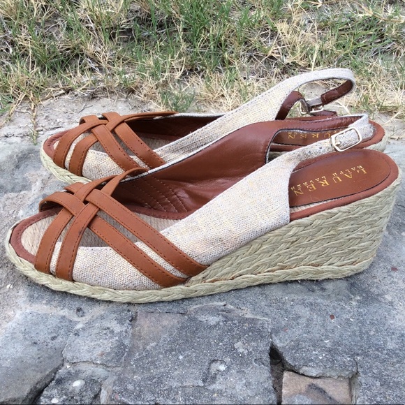 LAUREN RALPH LAUREN ESPADRILLE PEEP TOE WEDGES - Picture 8 of 8